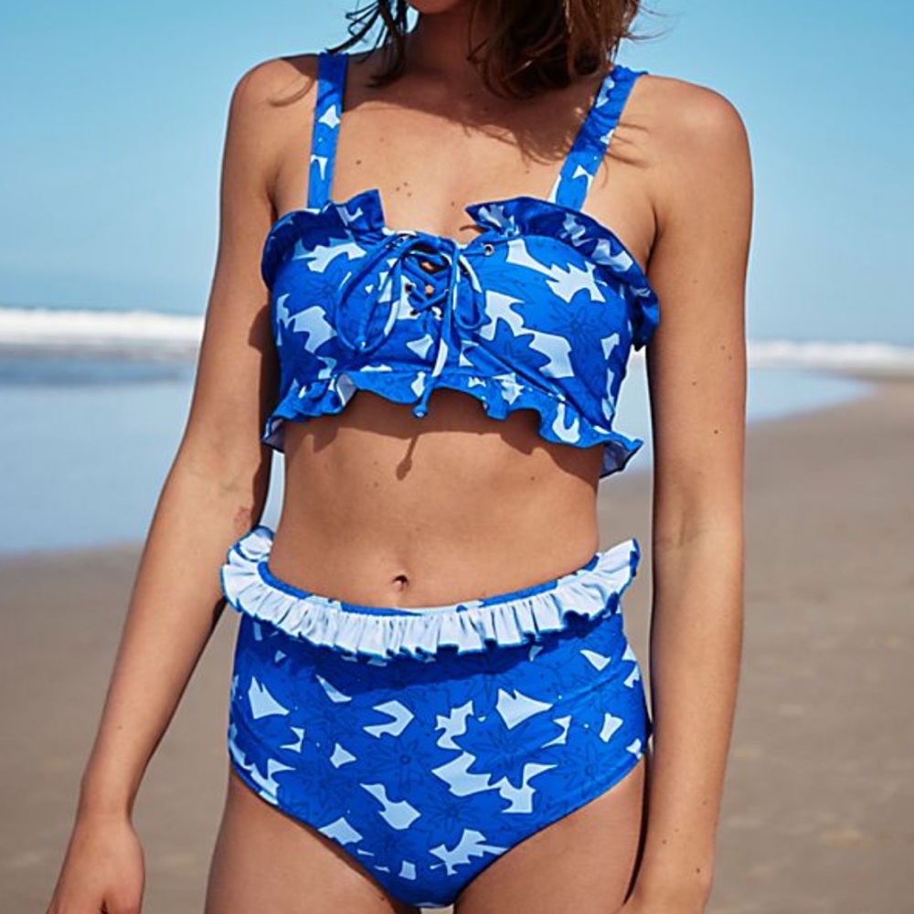 NWOT Anthropologie Citrine Adele Floral Bikini Top & High Waisted Bottom Z536-1